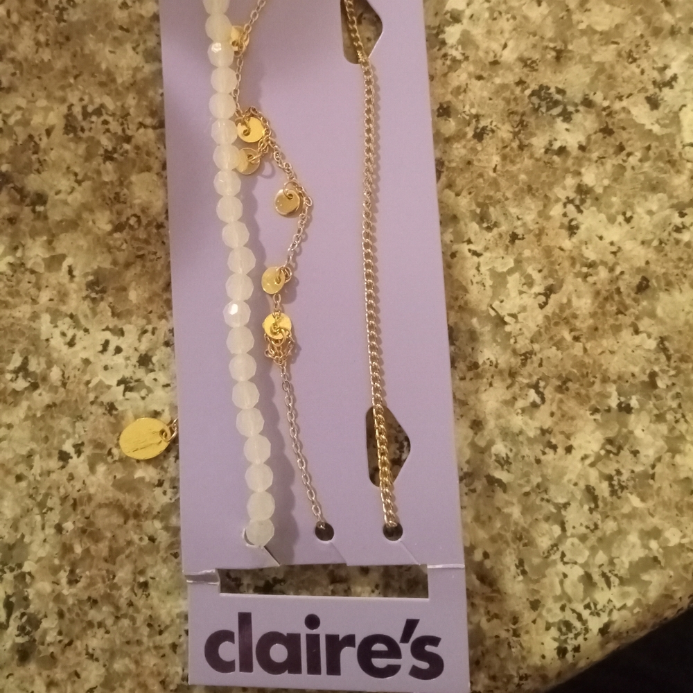 Claire's Gold and Cream Bracelet Duo